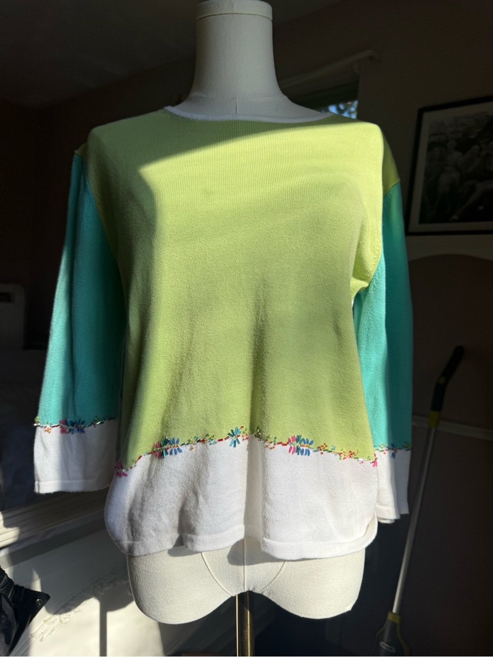 Vintage, Y2K, embroidered & beaded women’s sweater, 100% cotton - Picture 2 of 4
